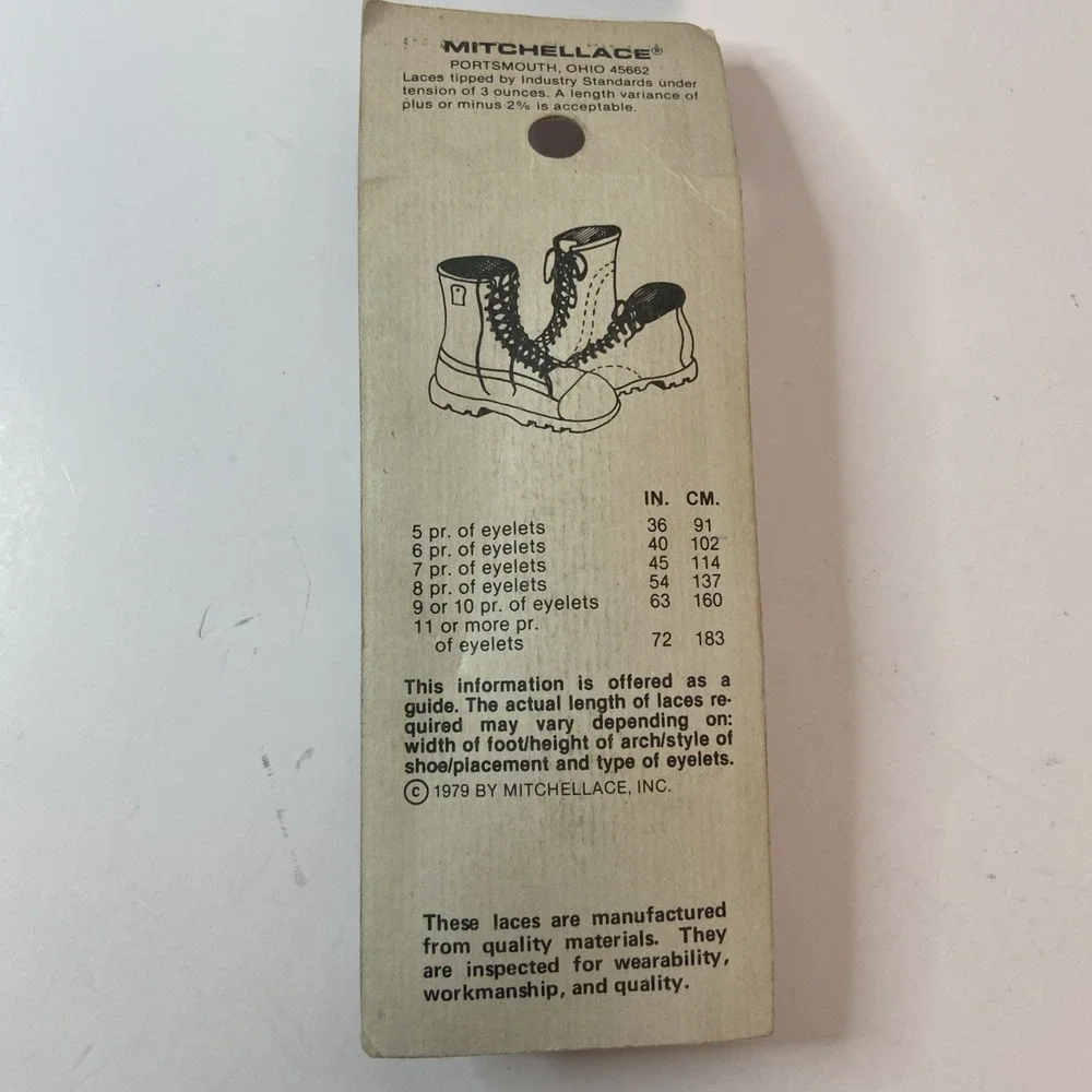 Vintage 1979 MacGregor Hiker Shoe Laces 72